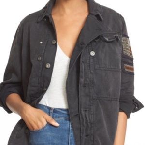 Free People Beaded Military Jacket (Dark Grey)